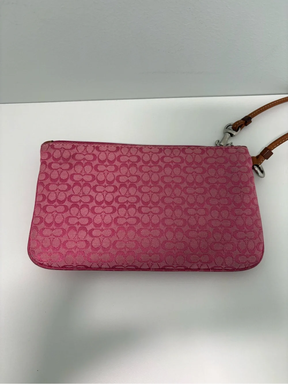 Coach Y2K Pink Signature Soho Buckle Flap Wristlet